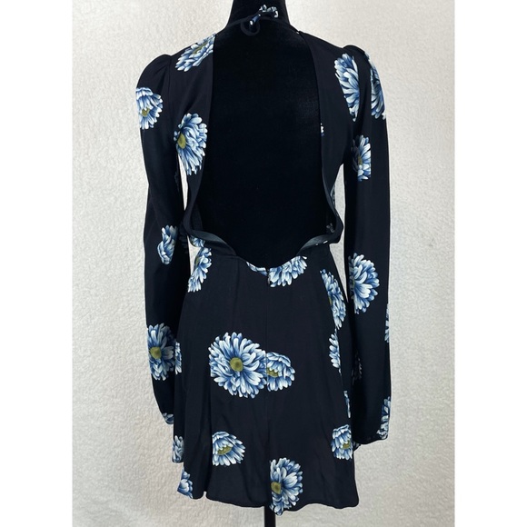 (VTG) REFORMATION • Floral Open-Back Long Sleeve Mini Dress - Picture 4 of 16